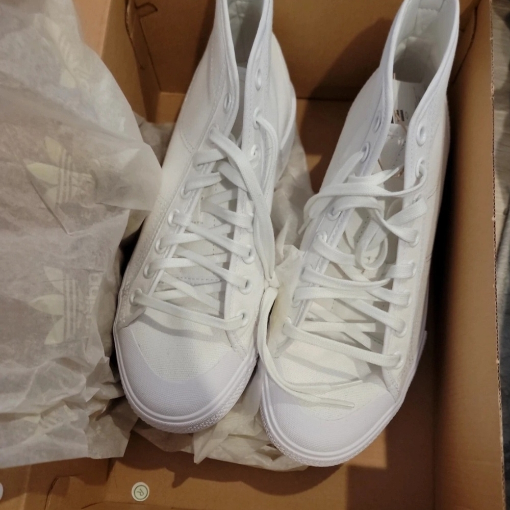 adidas White High-Top Athletic Shoes